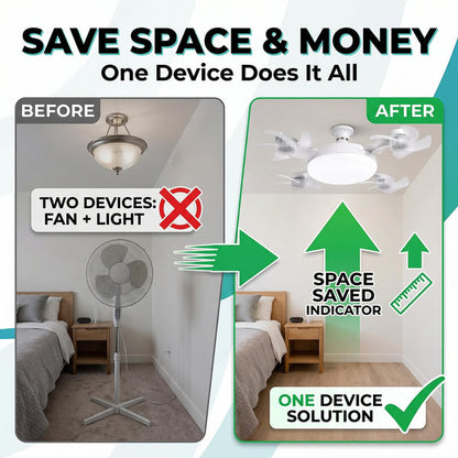 E27 Socket Ceiling Fan Light with Remote Control – Silent 2-in-1 LED Fan & Light