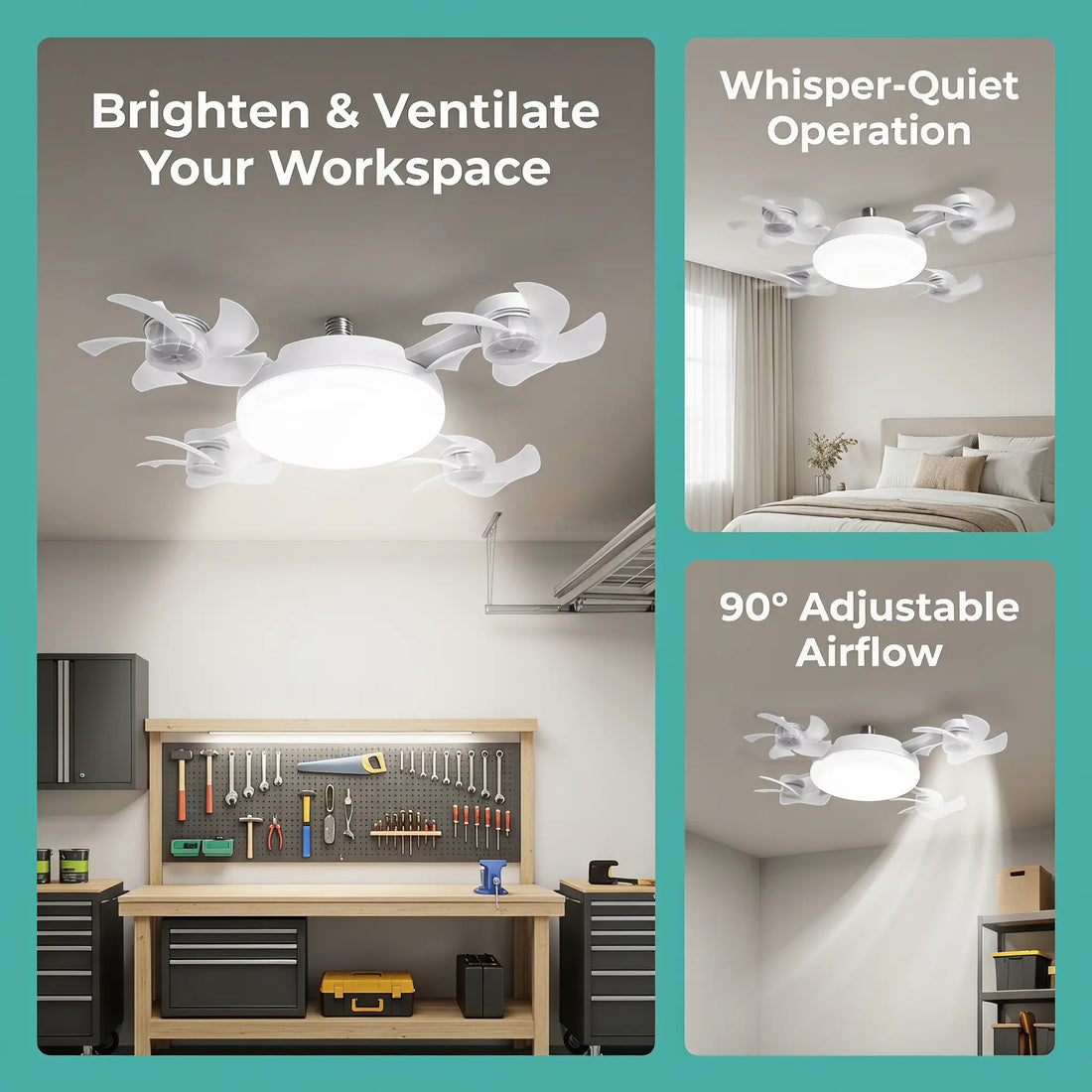 E27 Socket Ceiling Fan Light with Remote Control – Silent 2-in-1 LED Fan & Light