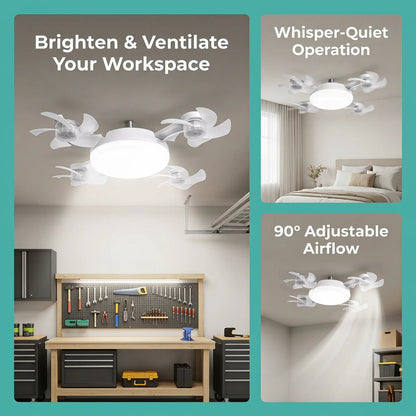 E27 Socket Ceiling Fan Light with Remote Control – Silent 2-in-1 LED Fan & Light